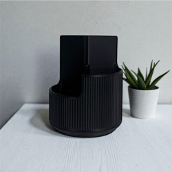 3 Bölmeli Modern Makyaj Düzenleyici - Siyah Fırçalık ve Kozmetik Organizer 3 Bölmeli Modern Makyaj Düzenleyici - Siyah Fırçalık ve Kozmetik Organizer