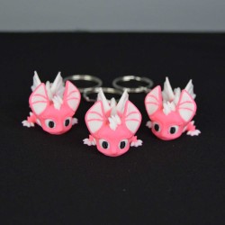 3D Hareketli Eklemli Pembe Ejderha Çanta Süsü ve Anahtarlık