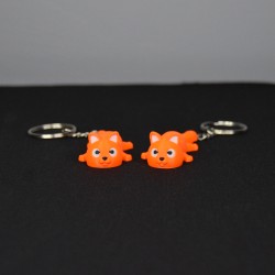 3D Hareketli Eklemli Turuncu Kedi Çanta Süsü ve Anahtarlık