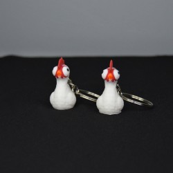 3D Sevimli Beyaz Horoz Çanta Süsü ve Anahtarlık