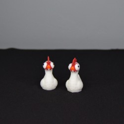 3D Sevimli Beyaz Horoz Küçük Dekoratif Figür ve Süs