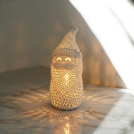 Fileli Tasarım Noel Baba LED Mumluk - Işıklı Yılbaşı Dekoru