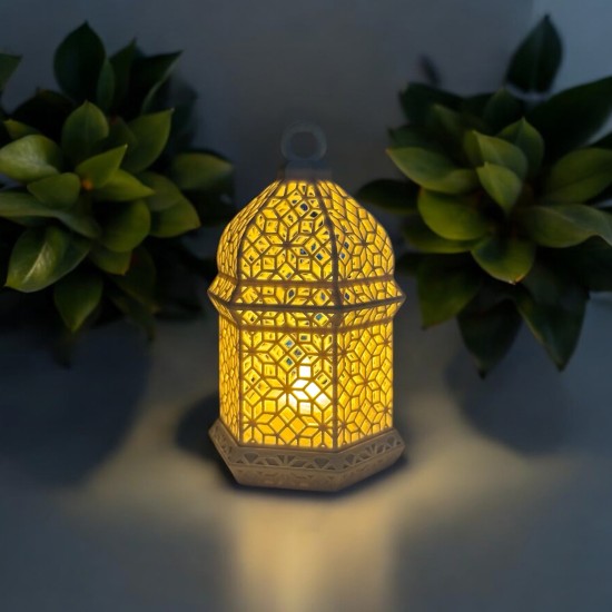 Geometrik Motifli Dekoratif Fener LED Mumluk