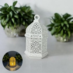 Geometrik Motifli Dekoratif Fener LED Mumluk