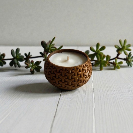 Geometrik Zincir Dokulu Dekoratif Mum Kabı