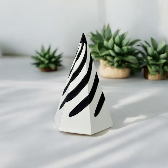 İmkansız Piramit Stres Oyuncağı - İç İçe Geçen Sihirli Fidget Toy Beyaz - Siyah