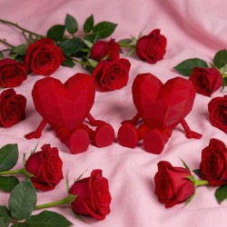 Sevgililer Gününe Özel: Hareketli Bacaklı Kristal Kalp Figürü - 2 Adet Kırmızı