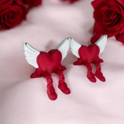 Sevgililer Gününe Özel: Hareketli Bacaklı Melek Kalp Figürü Raf ve Masa Süsü - 2 Adet