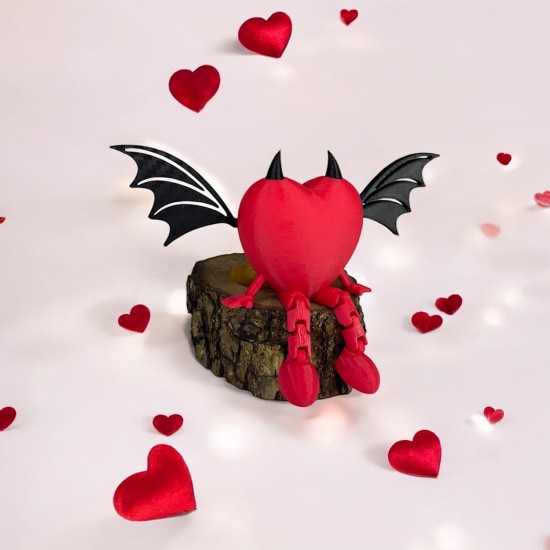 Sevgililer Gününe Özel: Hareketli Bacaklı Şeytan Kalp Figürü Raf ve Masa Süsü - 2 Adet