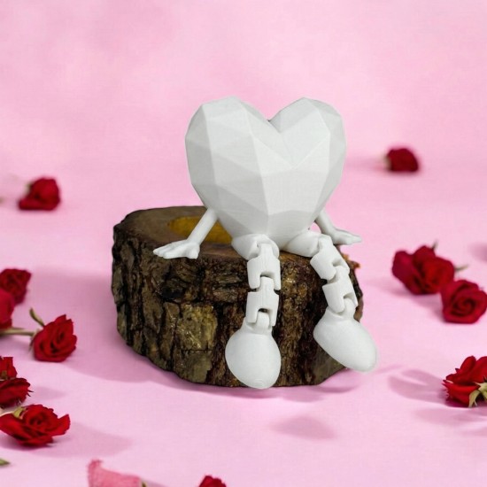 Sevgililer Gününe Özel: Hareketli Bacaklı Kristal Kalp Figürü - 2 Adet Beyaz