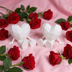 Sevgililer Gününe Özel: Hareketli Bacaklı Kristal Kalp Figürü - 2 Adet Beyaz