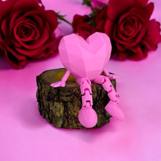 Sevgililer Gününe Özel: Hareketli Bacaklı Kristal Kalp Figürü - 2 Adet Pembe