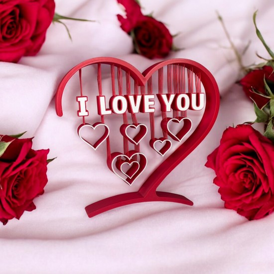 Sevgililer Gününe Özel: I Love You Yazılı Dekoratif Kalp Masa Süsü