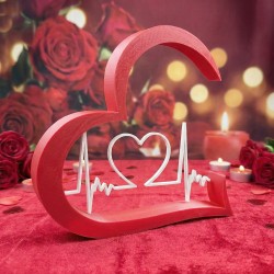 Sevgililer Gününe Özel: Nabız ve Kalp Atışı Desenli Dekoratif Kalp Masa Süsü