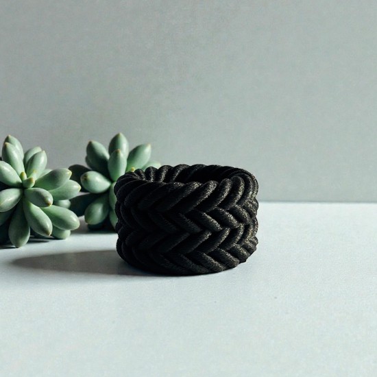 Siyah Örgü Desenli Modern Mini Tealight Mumluk